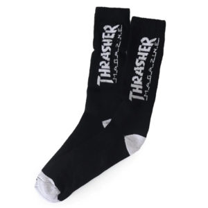 Meia Thrasher Mag Logo Algodão Cano Medio - Preto